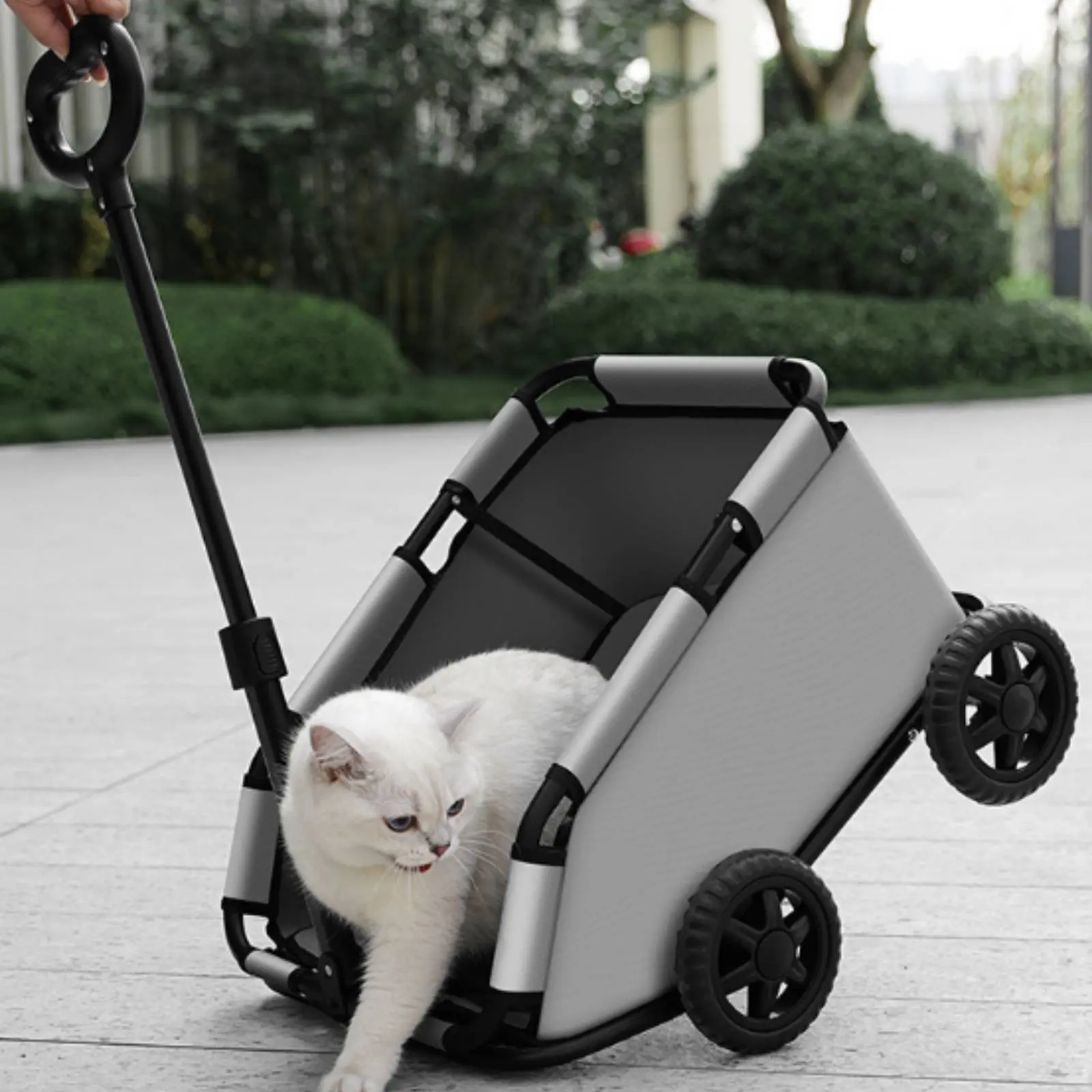 

Foldable Pet Stroller Lightweight 4 Wheel Pet Stroller Pet Gear Portable 360 Degree Swivel Front Wheels for Walking, Shopping
