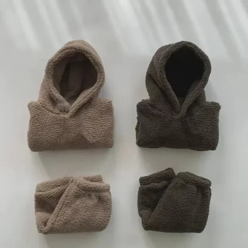 Toddler Boys Hooded Sweatshirt and Pants Set Children 2pcs Clothes Suit New Winter Baby Plush Fleece Thicken Warm Hoodies Sets