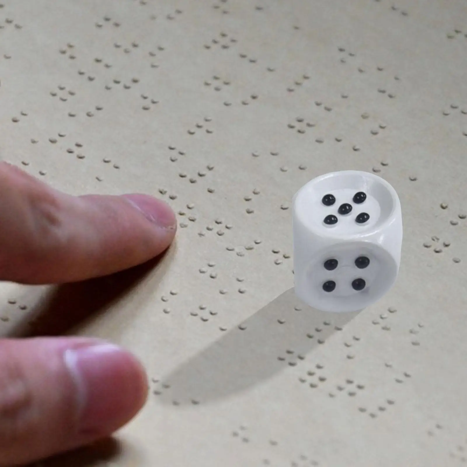 Tactile Dotted Game Dice White Braille Dice PP Material Party Game Accessory for Blind Players