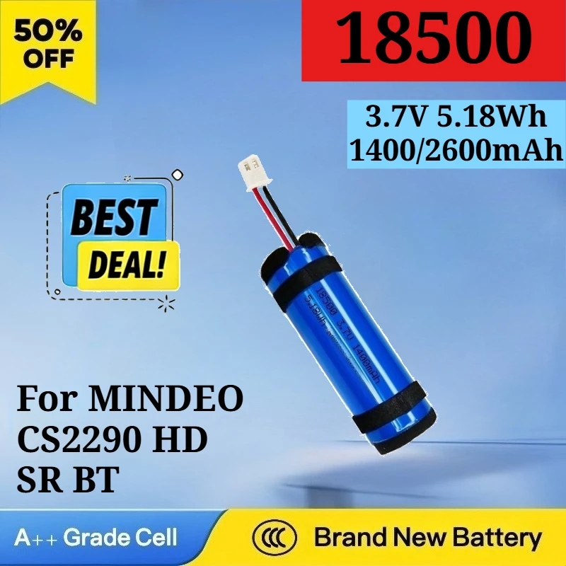 

New 18500 3.7V 5.18Wh 1400/2600mAh Battery for MINDEO CS2290 HD SR BT Wireless Scanner Gun Scanner Rechargeable Lithium Battery