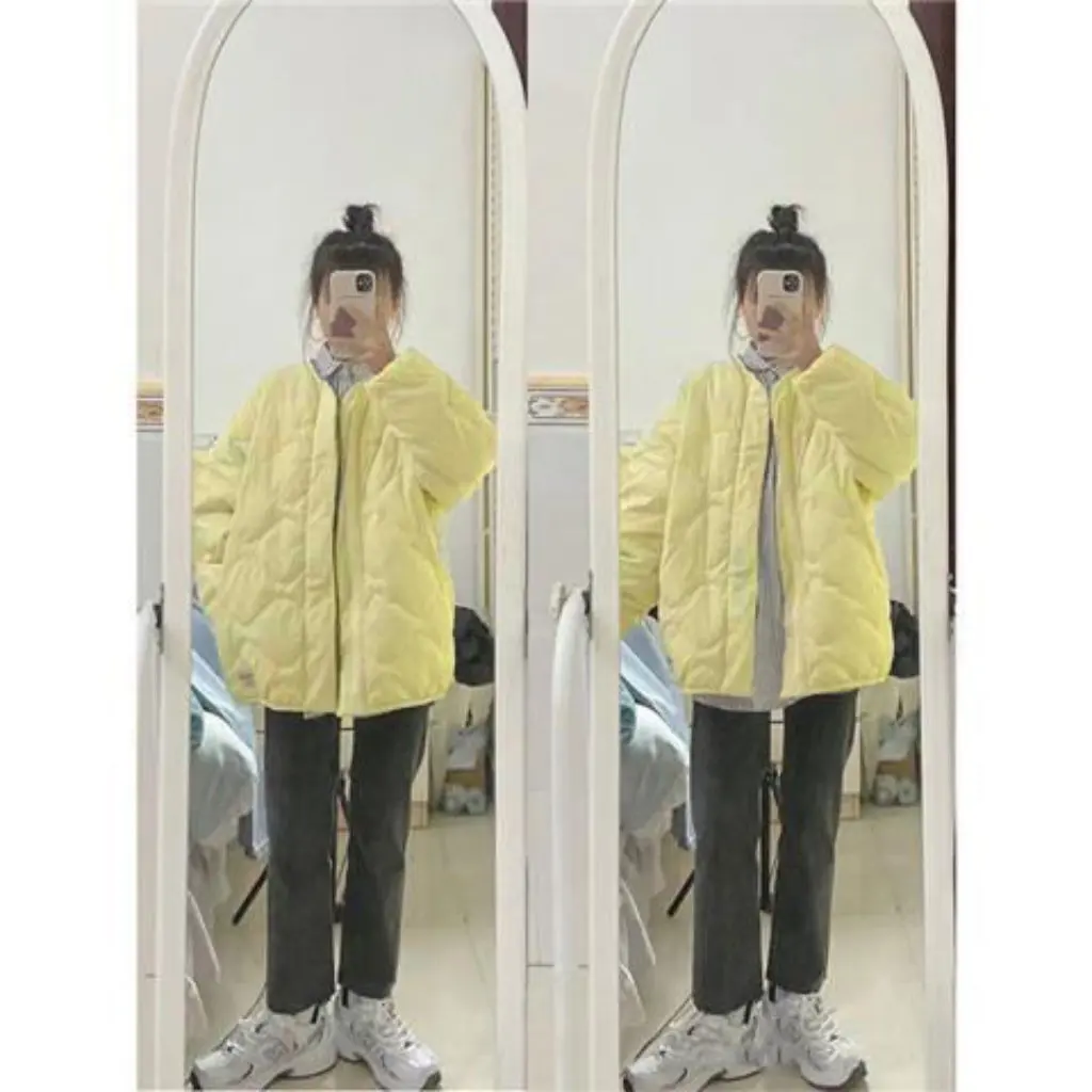 

Korean Style Quilted Winter Jacket Small Size Cotton Outwear Casual Loose Fit for Students Comfortable