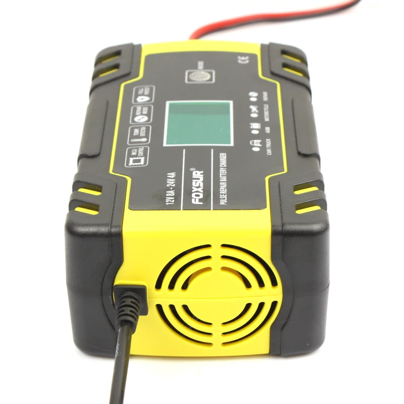 12V 8A 24V 4A Car Battery Charger 3-Stage Automatic Car Charger LCD Display Smart Car Battery Charger GEL -Acid WETF