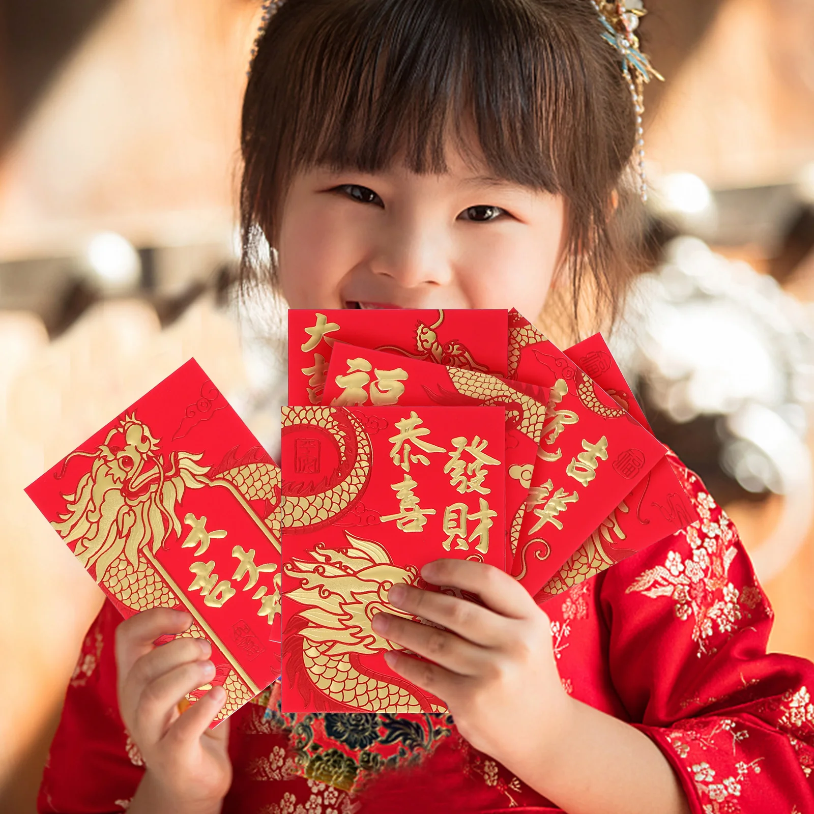 

10 Packs Money Year of The Dragon Red Envelope Gift Packet Bag Paper Decorative Packets Spring Festival