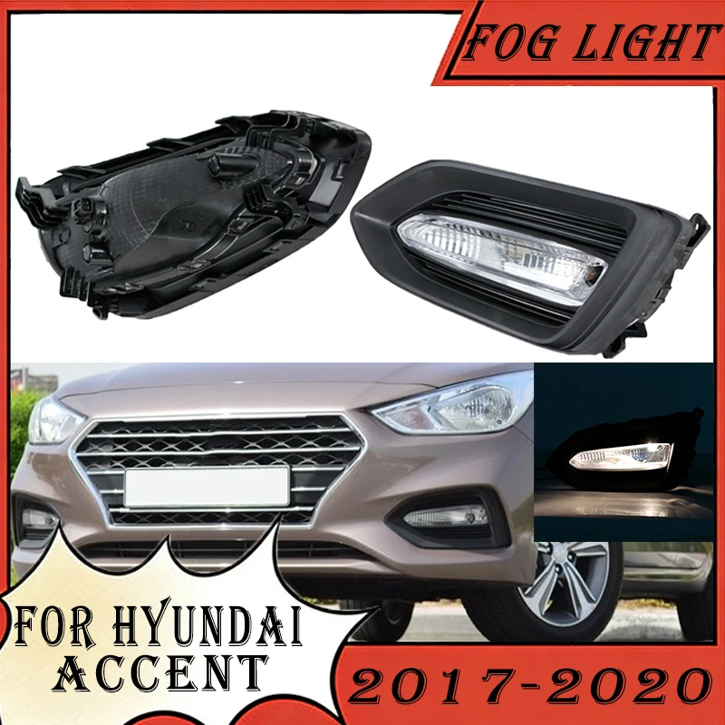 

Комплект передних противотуманных фар для Hyundai Accent 2017-2020: противотуманная фара, ходовые огни, дневные ходовые огни