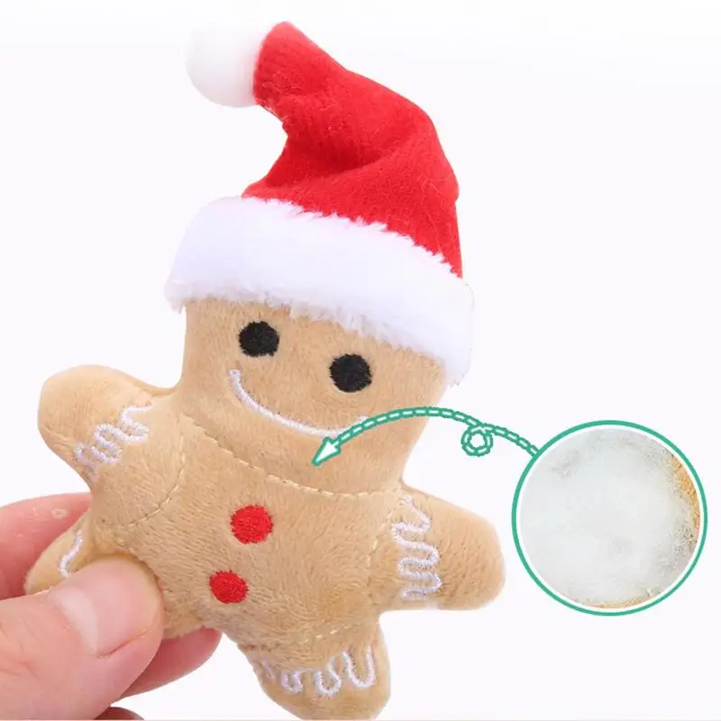 Christmas Pet Dog Toys Teething Toys Gift Gingerbread Man Cat and Dog Series Plush Chew Toys Cartoon Puzzle Supplies