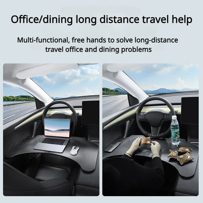 For Tesla New Model Y/3/3+ Steering Wheel Table Portable Laptop Office Camping Table Steering Wheel Folding Desk Car Accessories