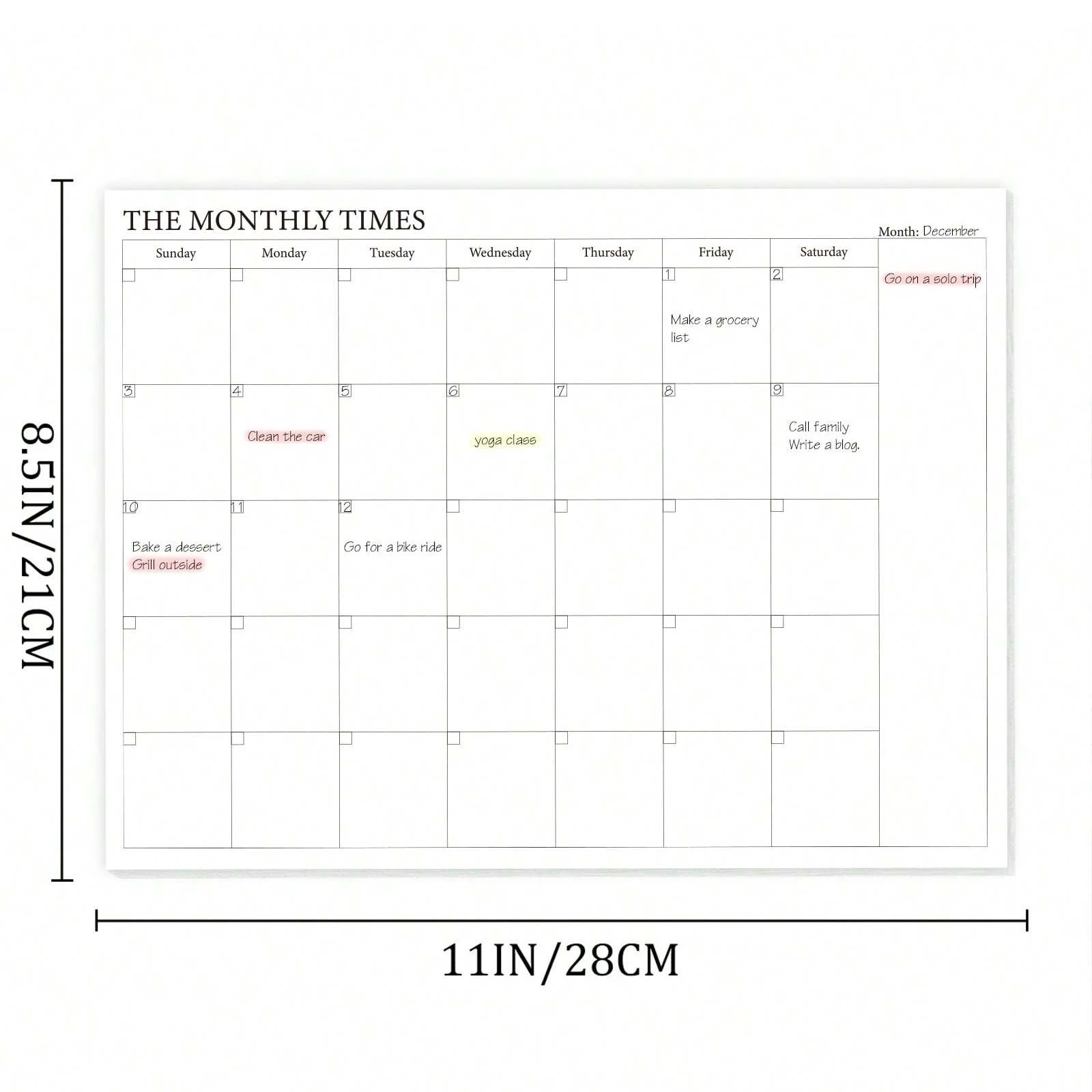 A4 Monthly Planner Undated Calendar Organizer, Large Grid Layout, Blank Monthly Overview Pages, School, Office, and Home Use