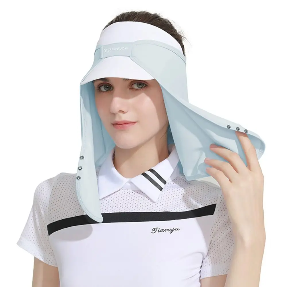 Summer Ice Silk Sun Hat Neck Cover Outdoor Sports Cycling Face Protector Sunshade Breathable UV Protection Bucket Cap Casquette