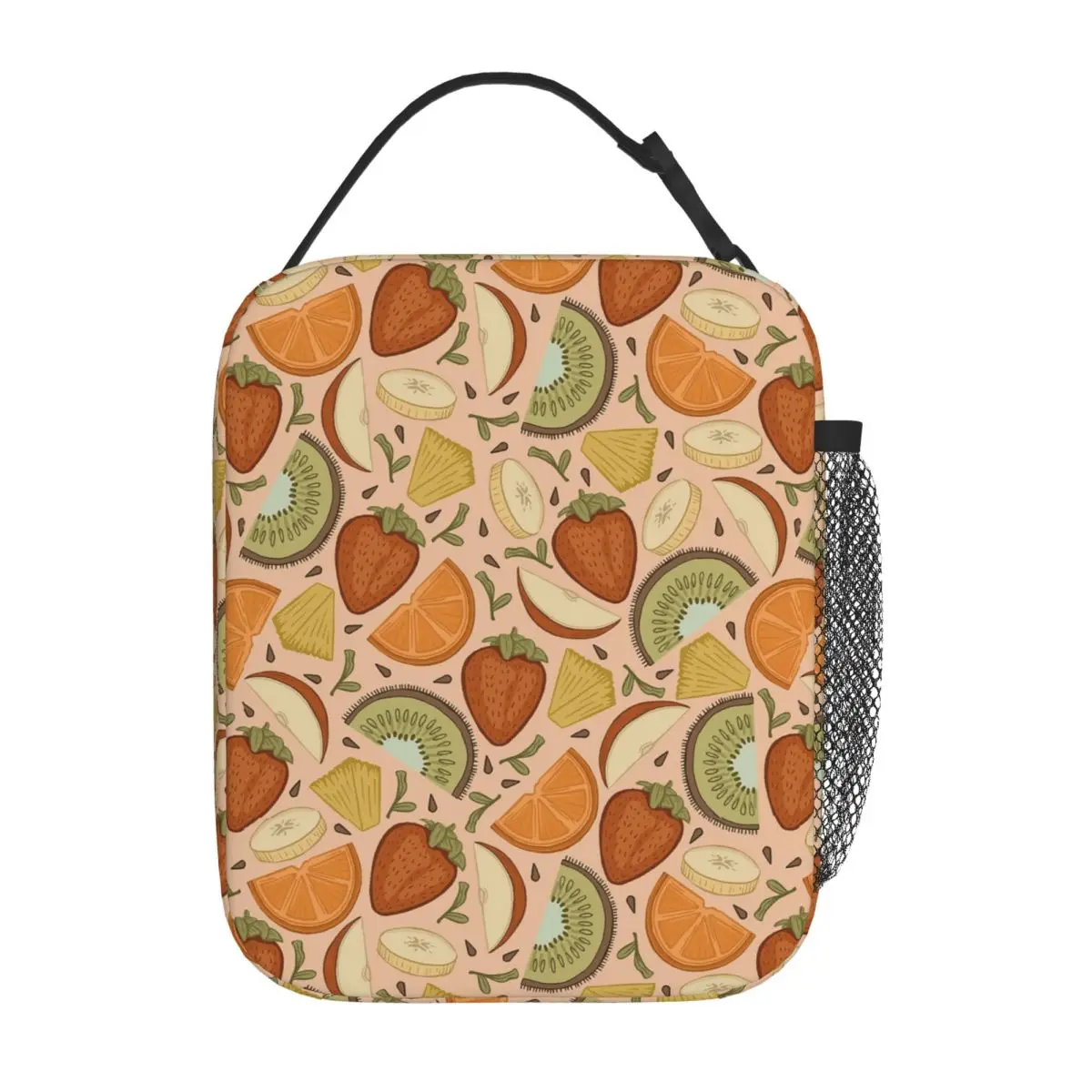 Kiwi Mango Orange Strawberry Fruit Pattern Insulated Lunch Bag for Women Children Portable Food Boxes Thermal Lunch Box Tote