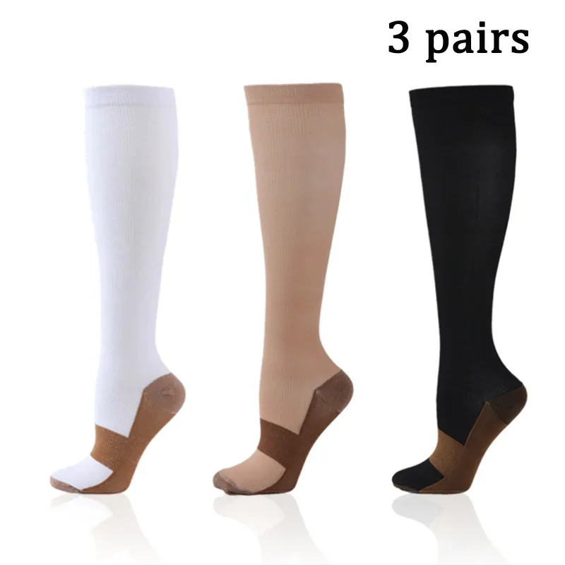 

3 Pairs Compression Socks Women Medical Nursing Stockings Edema Diabetes Varicose Veins Running Compression Socks