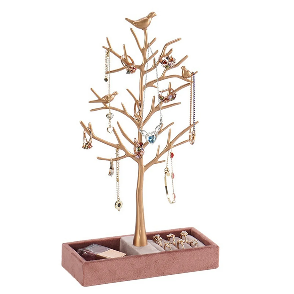 Bird Tree Necklace Jewelry Stand Nordic Light Luxury Flannel Ring Jewelry Stand Earring Storage Necklace Stand