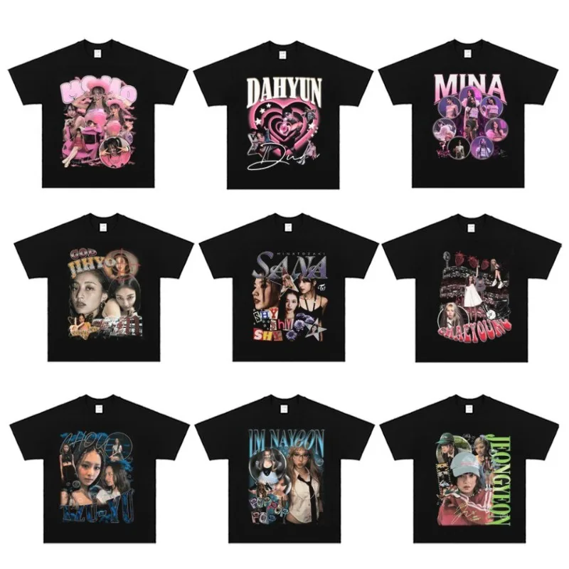 

TWICE Short Sleeve T-shirt Crew Neck Printed Idol Merchandise Tops Casual Loose Fit Graphic Tees Fashion Daily Wear Gifts