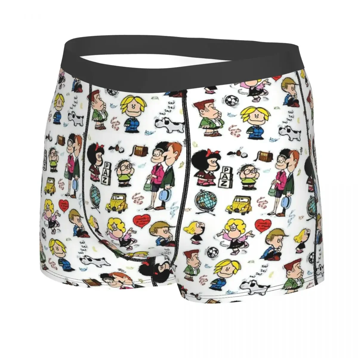 And Her Characters Man's Boxer Briefs Underpants Mafalda Miguelito Comic Highly Breathable High Quality Gift Idea