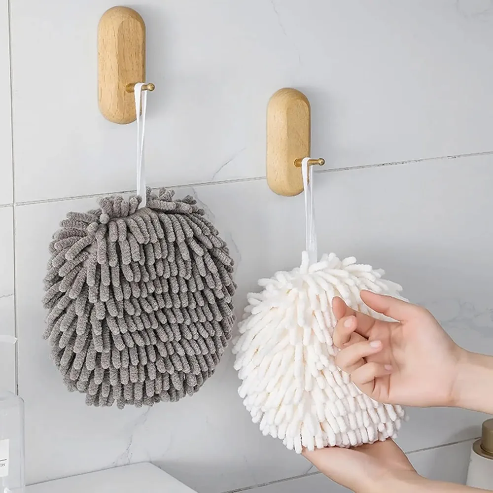 

Hanging Chenille Hand Wipes Kitchen Bathroom Hand Towel Ball with Hanging Loops Quick Dry Towel Soft Absorbent Microfiber Towels