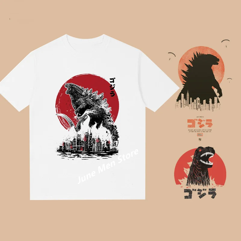 (Uniqlo) JJapanese Godzilla monster Cotton tshirt Fashion Men Cotton T-shirt Top Summer Women Cotton Kid T-Shirt Men Clothing