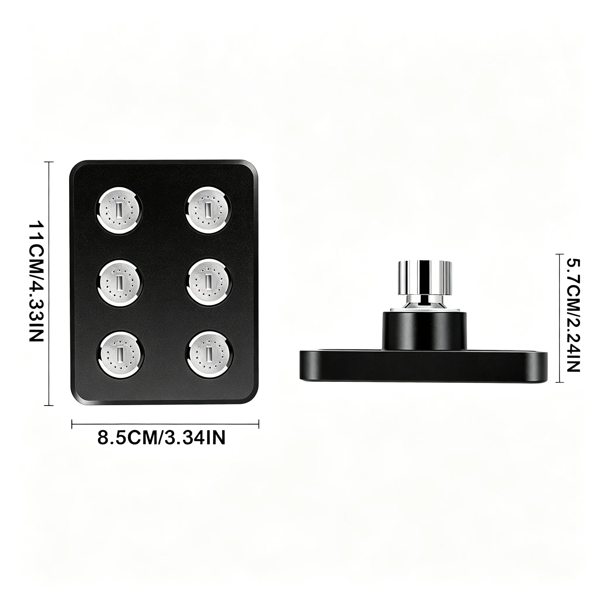 Square Overhead Shower Head High Flow 6 Jet Spray Nozzles Rainfall Sprayer Plate Water Saving for Bathroom Shower Fixture