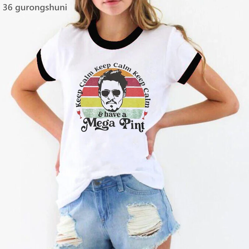 

Keep Calm Have A Mega Pint Graphic Print Tshirts Women Summer Short Sleeve T Shirt Femme Harajuku Shirt Cool T-Shirt Female