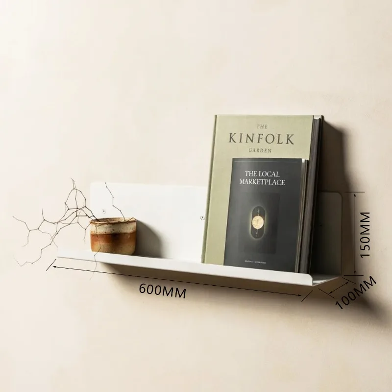 Wall Mounted Metal Display Shelf, Multi-purpose Magazine Figurine Rack Organizer for Living Room, Modern One-line Board Holder.