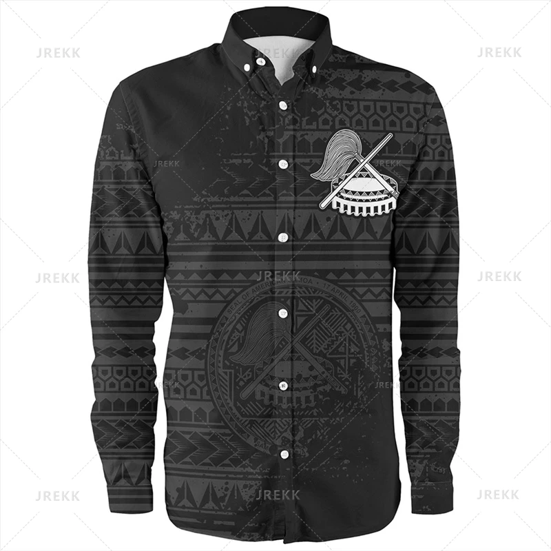 

Small Size Vintage 3D Polynesian Samoa Emblem Printing Long Sleeve Shirts Men Samoa National Patterns Graphic Shirts Blouses Top