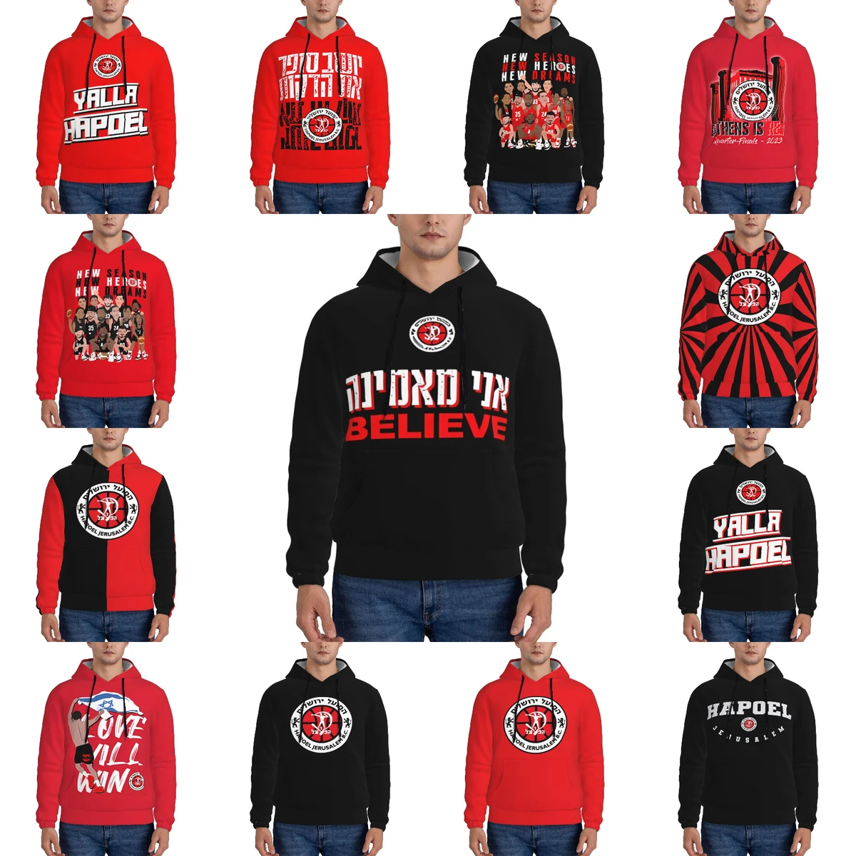 

Hapoel Jerusalem Basketball Men's Pullover Hoodie Casual Hooded Sweatshirt Best Hoodies Sportswear Tracksuit with Pocket