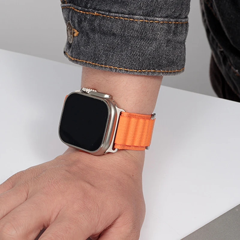 جبال الألب حلقة حزام ل سوار ساعة أبل الترا 49 مللي متر 10 46 مللي متر 44 مللي متر 40 مللي متر 42 مللي متر 41 مللي متر 45 مللي متر سوار معدني iwatch SE سلسلة 9/5/7/4/3/8/6