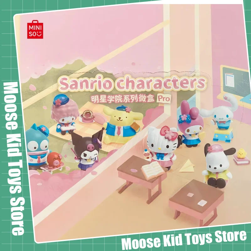 

Authentic Sanrio Characters Star College Series Micro Box Blind Box Toys Anime Hangyodon Pochacco Kuromi Desktop Ornaments Toys