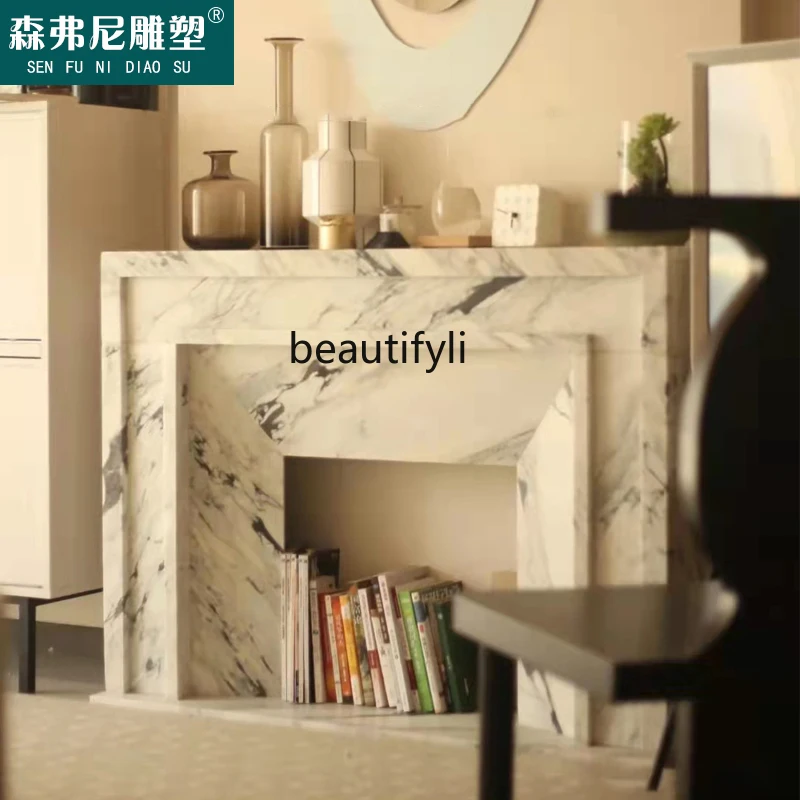 

Marble fireplace French interior simple decoration stone carving fireplace natural fireplace customization