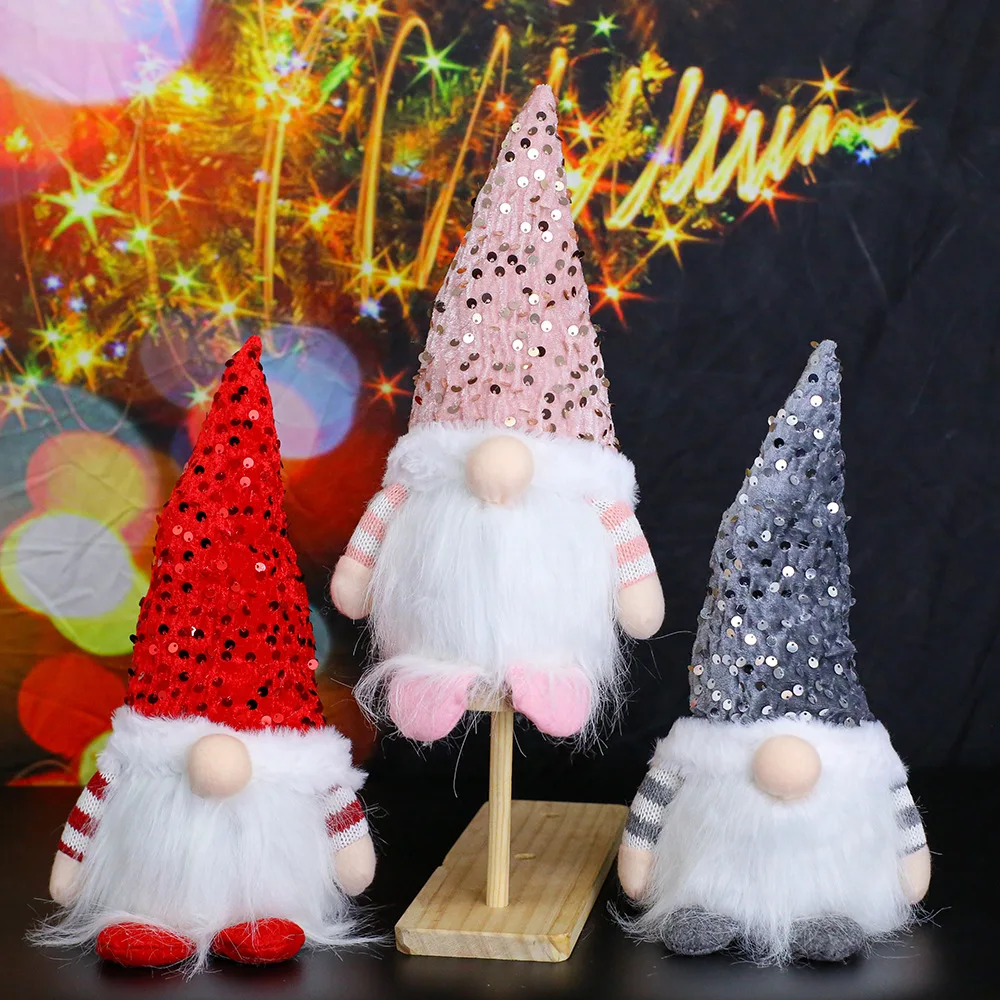 New Nordic Style Glowing Desktop Christmas Ornament Holiday Decor Christmas Gnome Doll with Light Plush Toy Decoration