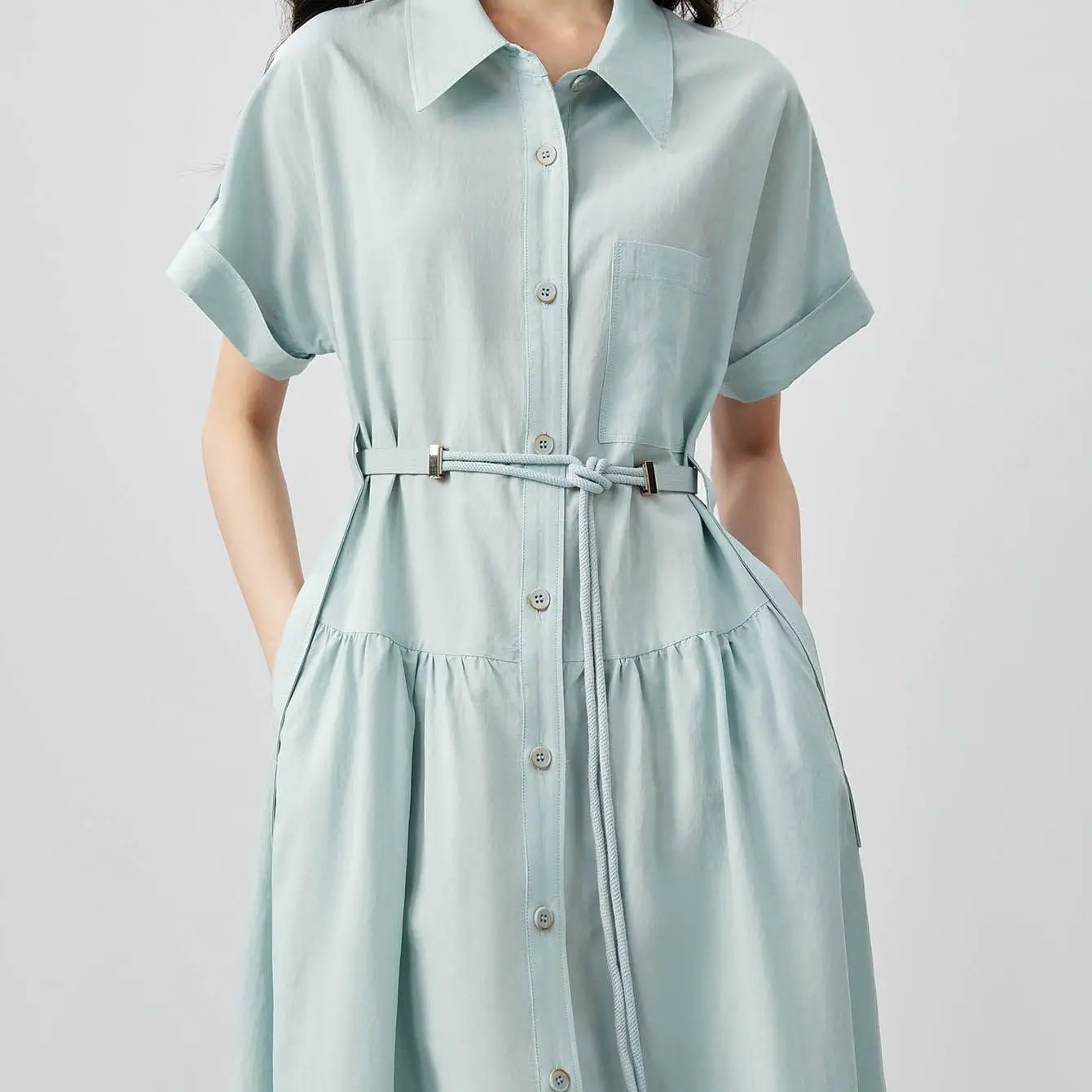 2026 Summer New Women's Shirt Dress Loose High Waist Cardigan Dress