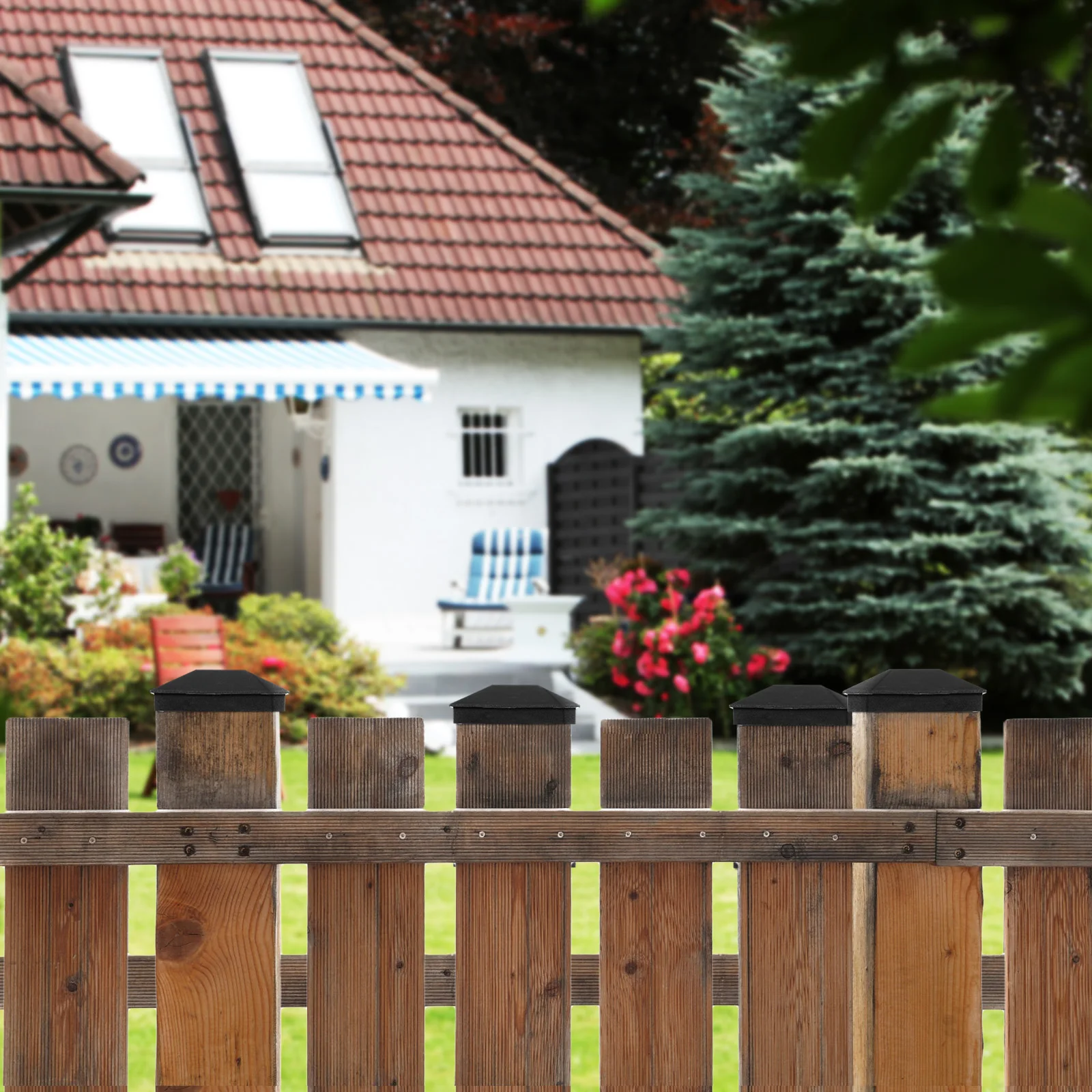 12pcs Fence Caps Plastic Weather Resistant Outdoor Post Covers Guardrail Post Caps For Wood Fence Porch Decking Screws Included