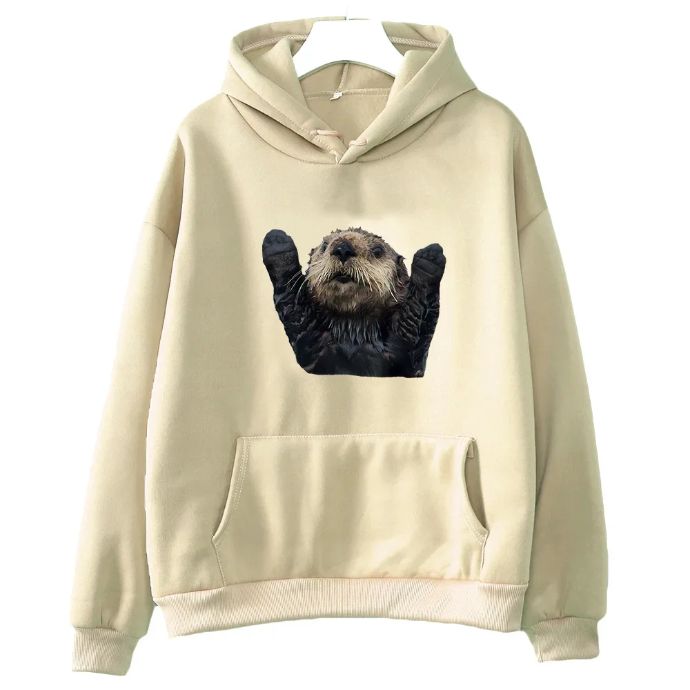 Otters Pattern Sweatshirts Kawaii Animal Clothes Female Trendy Hoodie Autumn Fleece Pullovers Anime Sweatwear Graphic Hoody