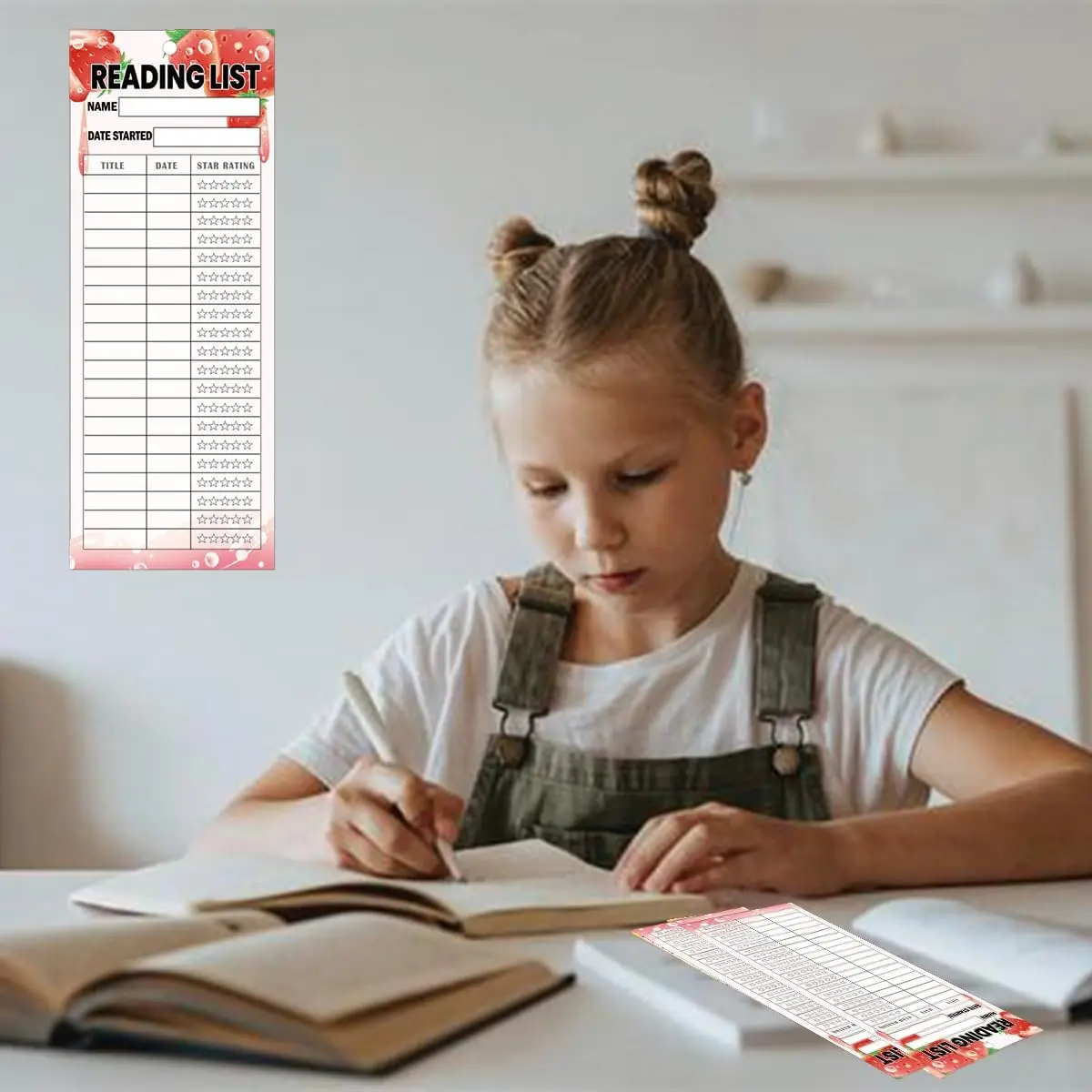 Reading List Bookmark Tracker 3 x 8 Strawberry Theme Personal Libraries Reading Page Cards Book Tracker Notecards Reading Log