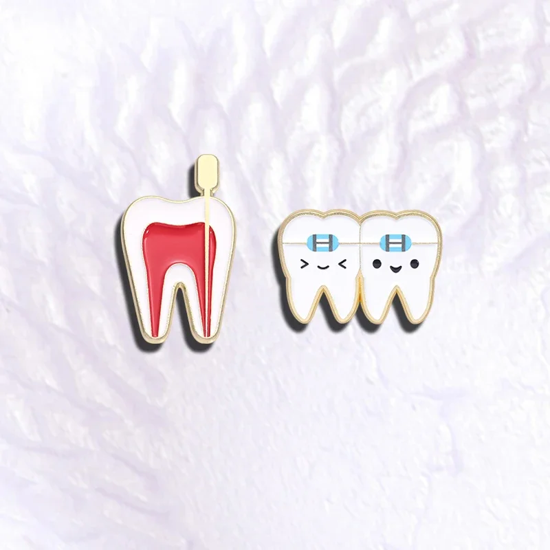 Cartoon Tooth Medical Enamel Pins Funny Tooth Red Oral Care Dental Brooches Backpack Lapel Badge Jewelry Gift for Doctors Nurses view 4