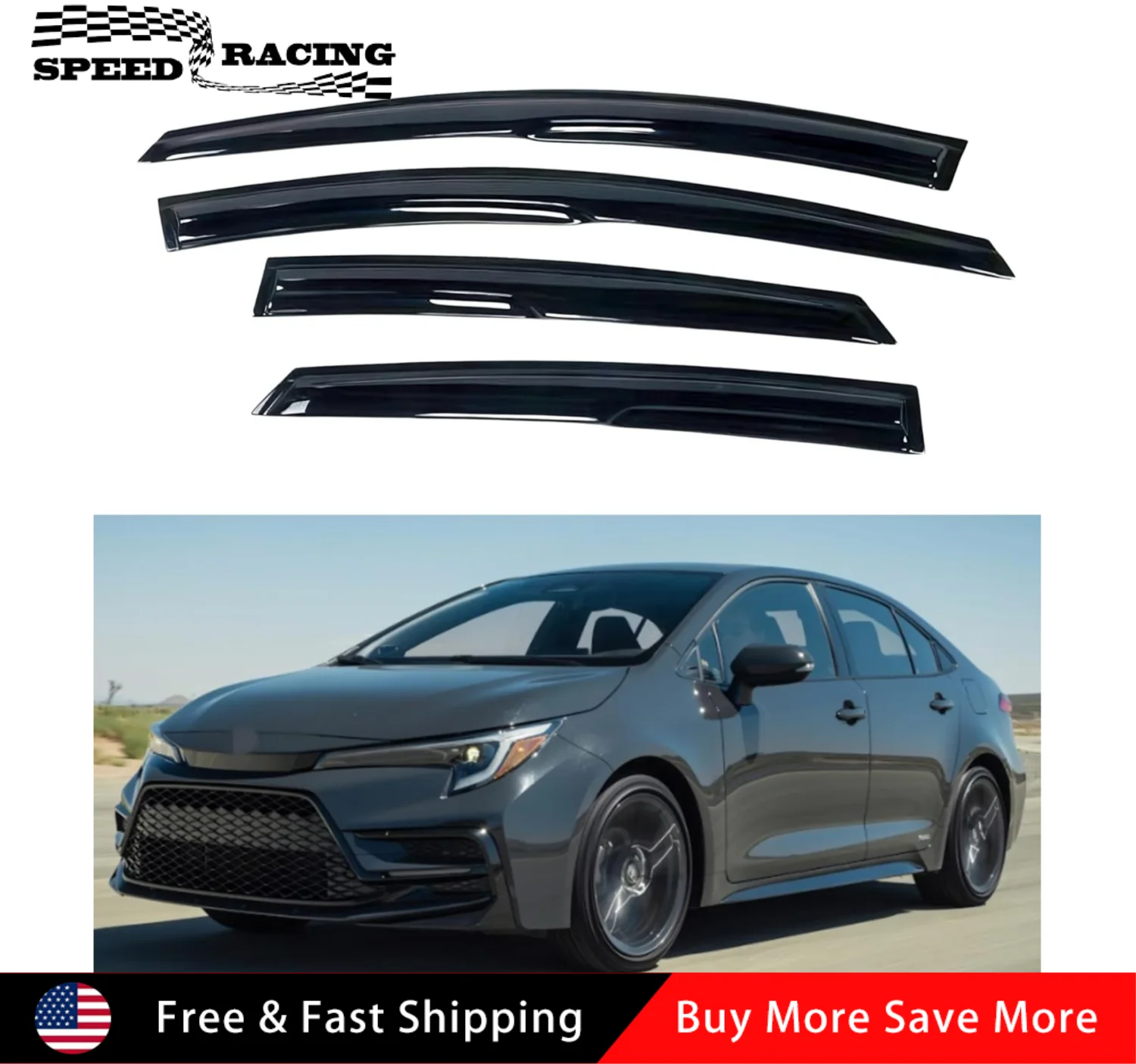 4 قطعة JDM Mugen نمط نافذة أقنعة المطر الحرس ل 2020-2025 تويوتا كورولا سيدان الأسود SLJ-1233
