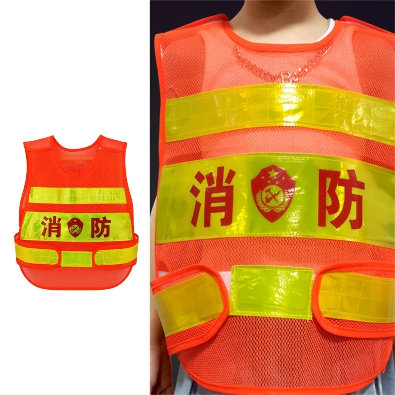 2 stuks wasbaar brandweerman kostuum voor kinderen, jongens, meisjes, peuters, reflecterend brandweerman vest brandweerman