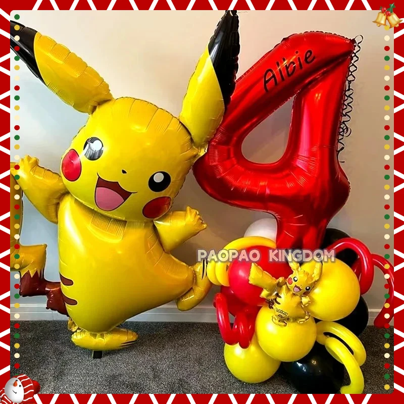 Luftballons mit Pokemon-Motiv, verziert mit Genie Turtle Little Fire Dragon Pocket Elf Pikachu, dekorierte Luftballons für Geburtstagsfeiern