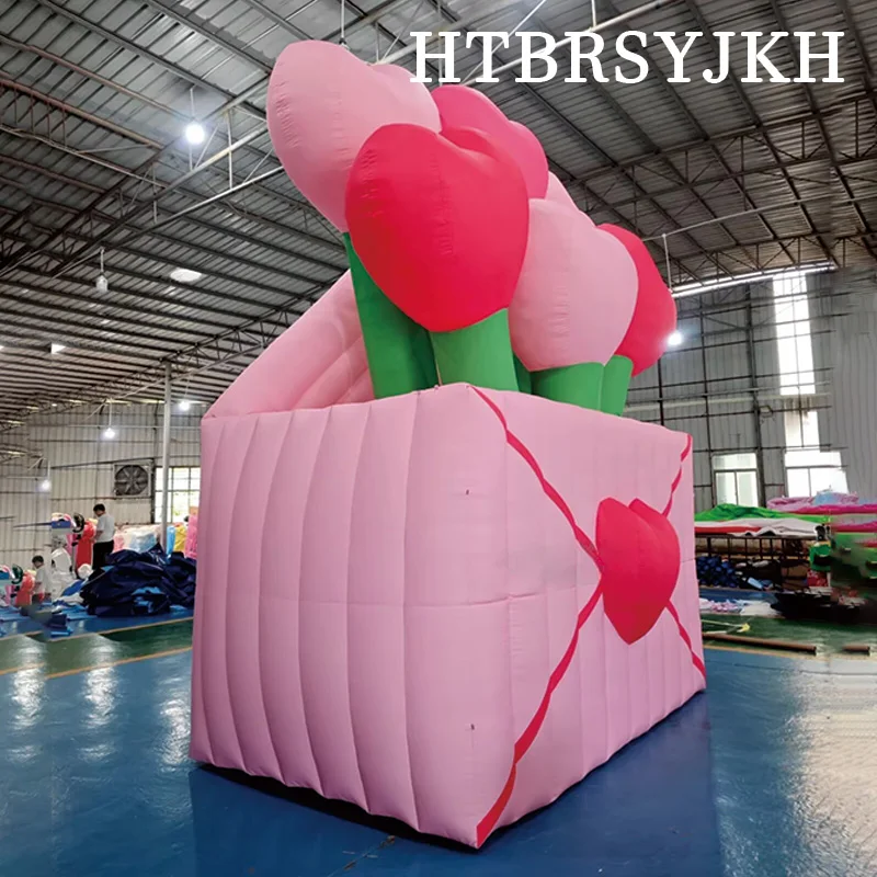 Giant Inflatable Heart Bouquet Heart Planet With Blowers Valentine Qixi Festival Outdoor Commercial Event Decoration Props