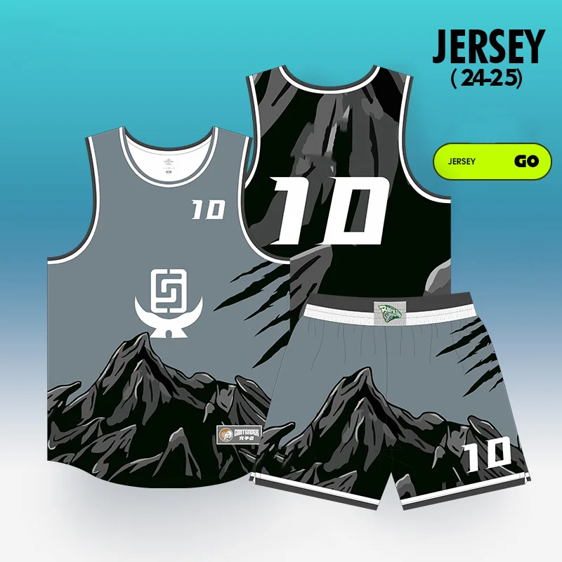 

BASKETMAN Basketball Sets For Men Mountain Pattern Printed Jerseys Shorts Uniforms Customizable Name Number Training Tracksuits