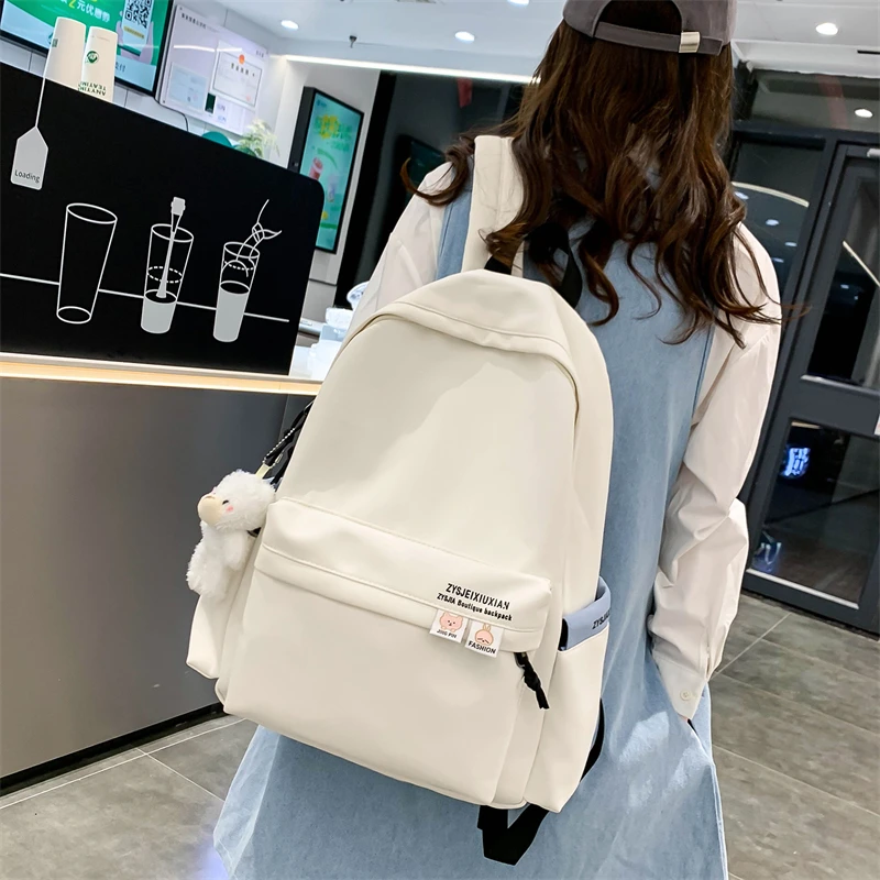 

2022 New Nylon Women Backpack Female Letter Printing Portable Travel Bag Preppy Girl Student Schoolbag Pink Backpack Bookbag