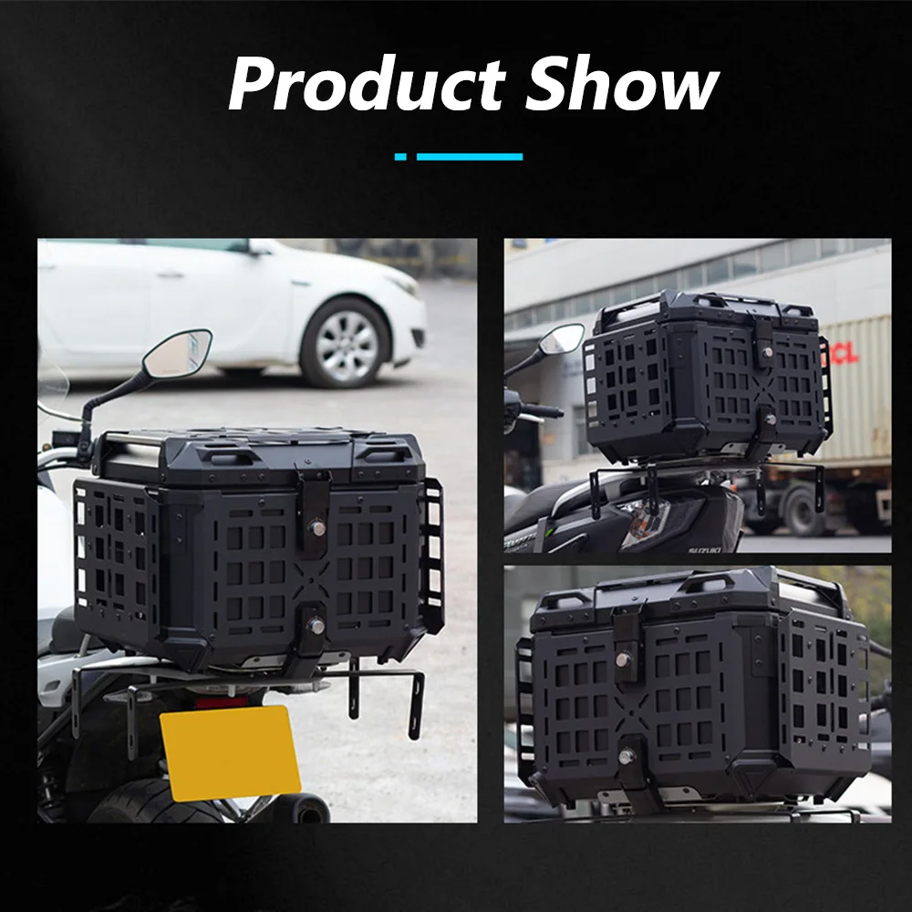 45L Aluminum Motorcycle Helmet Box Trunk Top Case Travel Luggage Storage Box Waterproof And Heat-resistant Extension Frame Box