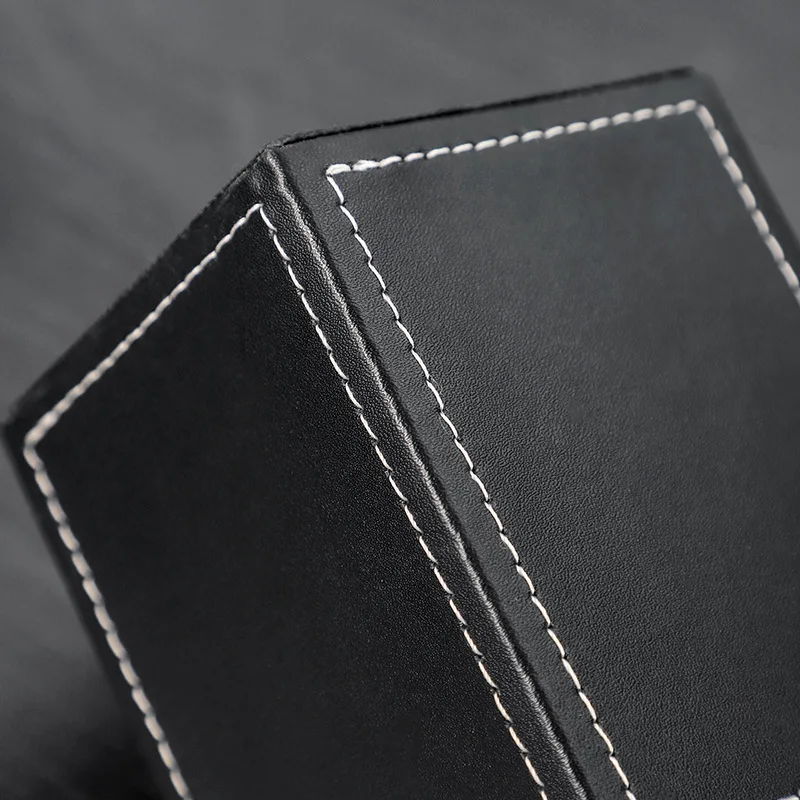 Leather Pencil Holder Creative Student Stationery Office Simple Square Pencil Case Desk Organizer Black Business