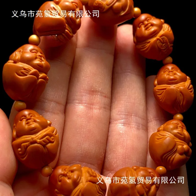 

Maitreya Olive Stone Bracelet for Men, Carved Original Seed, Exquisite Carving of Life's Various States, Men's Olive Stone Carvi
