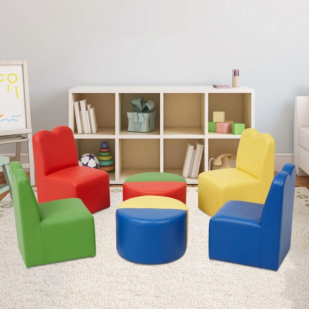 Kids Modular Flexible Seating Set - 8 Pieces Kids Couch, Sectional Sofa Set for Home Preschool, Daycare Furniture