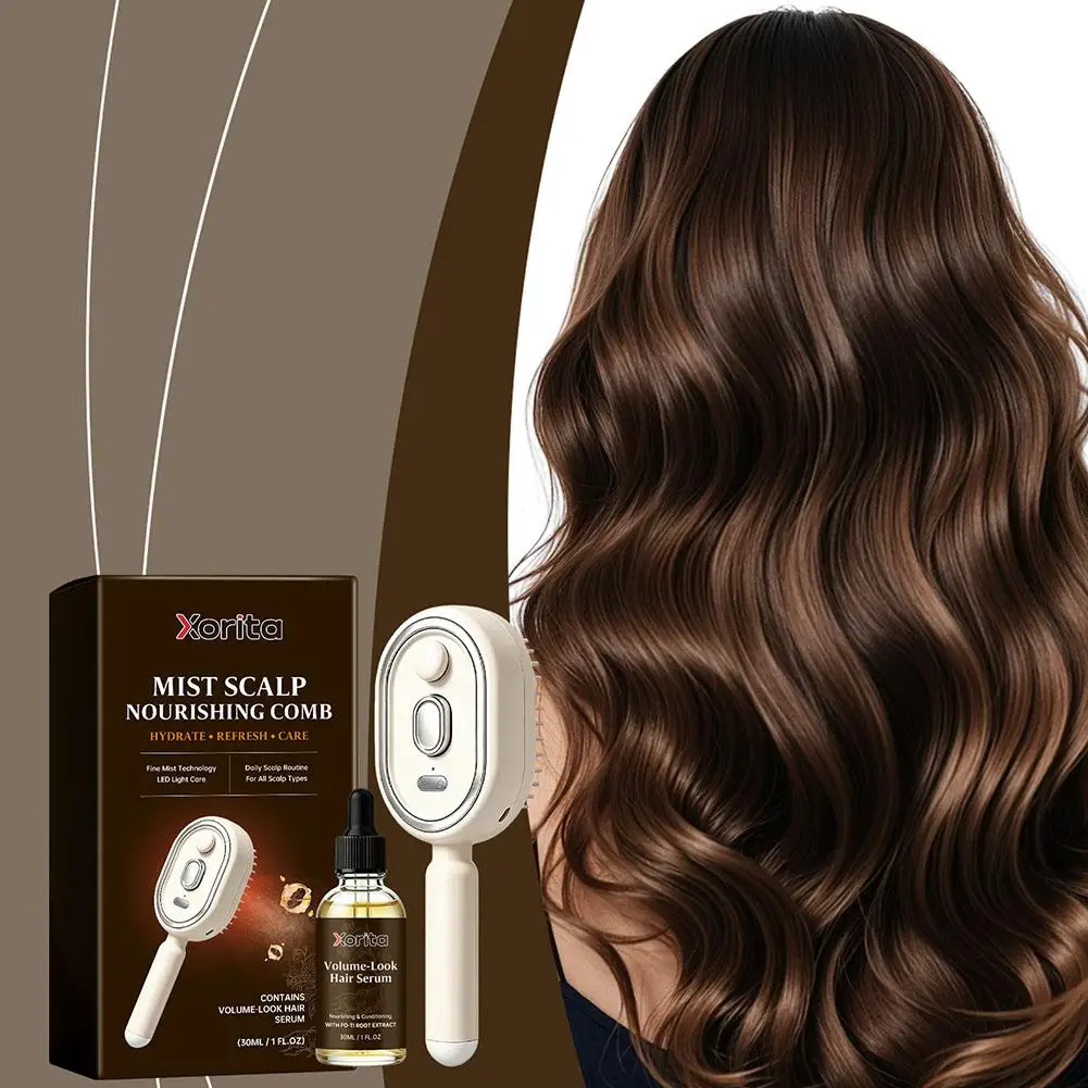 LED Scalp Care Comb Fine Mist Hair Serum Applicator Electric Massage Brush for Even Root Distribution and Daily Hair Care