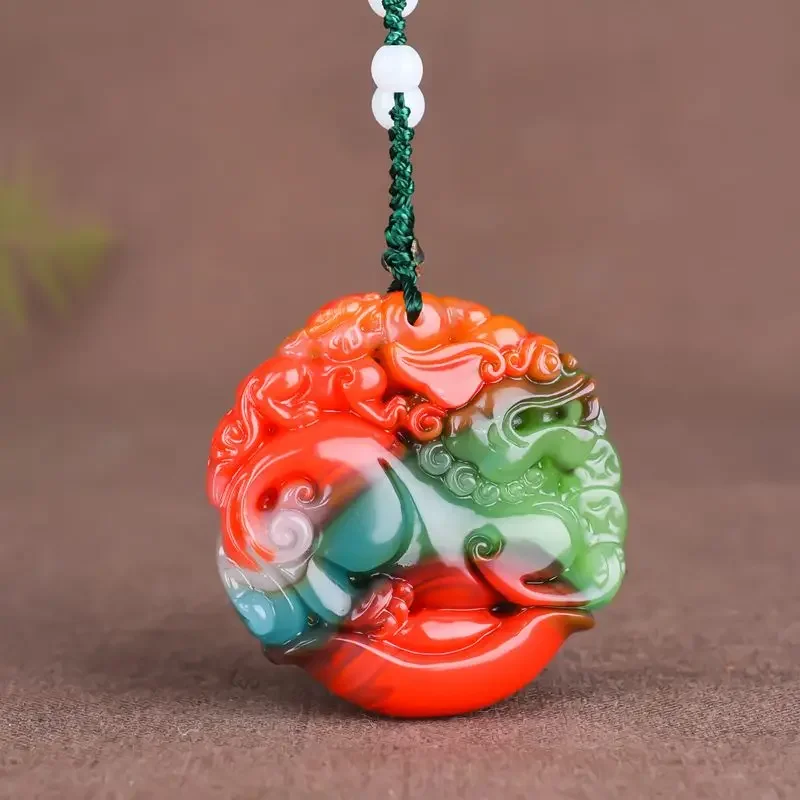 

Chinese Hetian Color Jade Yuanbao Pixiu Pendant Necklace Charm Jewellery Fashion Accessories Hand-Carved Amulet Gifts Women Her