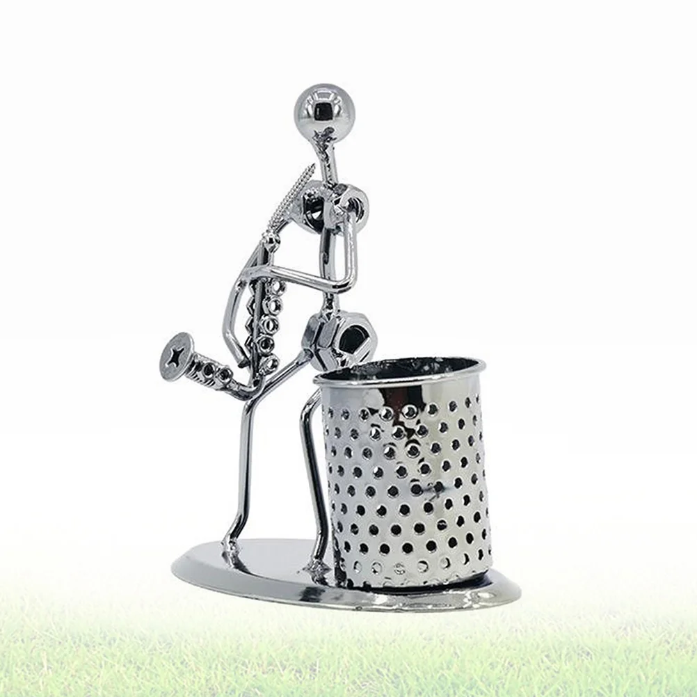 

Desktop Pen Holder Brush Pot Iron Case Creative Container Personality Pencil Vase