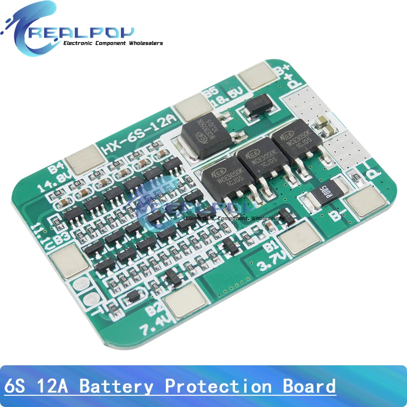 6S 12A 24V PCB BMS Protection Board For 6 Pack 18650 Li-ion Lithium Battery Cell Module