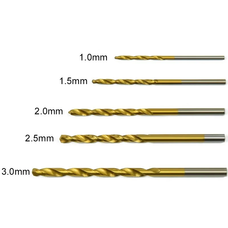 50 Buah Mata Bor Puntir Berlapis Titanium 1/1, 5/2/2, 5/3 Mm Mata Bor HSS Baja Kecepatan Tinggi Set Alat Kualitas Tinggi