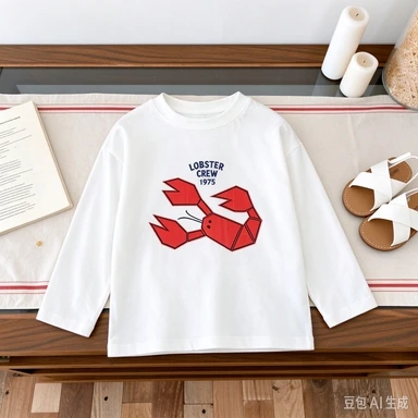 Children's Wear Tops Printed Cartoon Fashion Popular Kids Long Sleeve T-shirt Spring Fall Clothes Simple Casual Kids Base Shirt