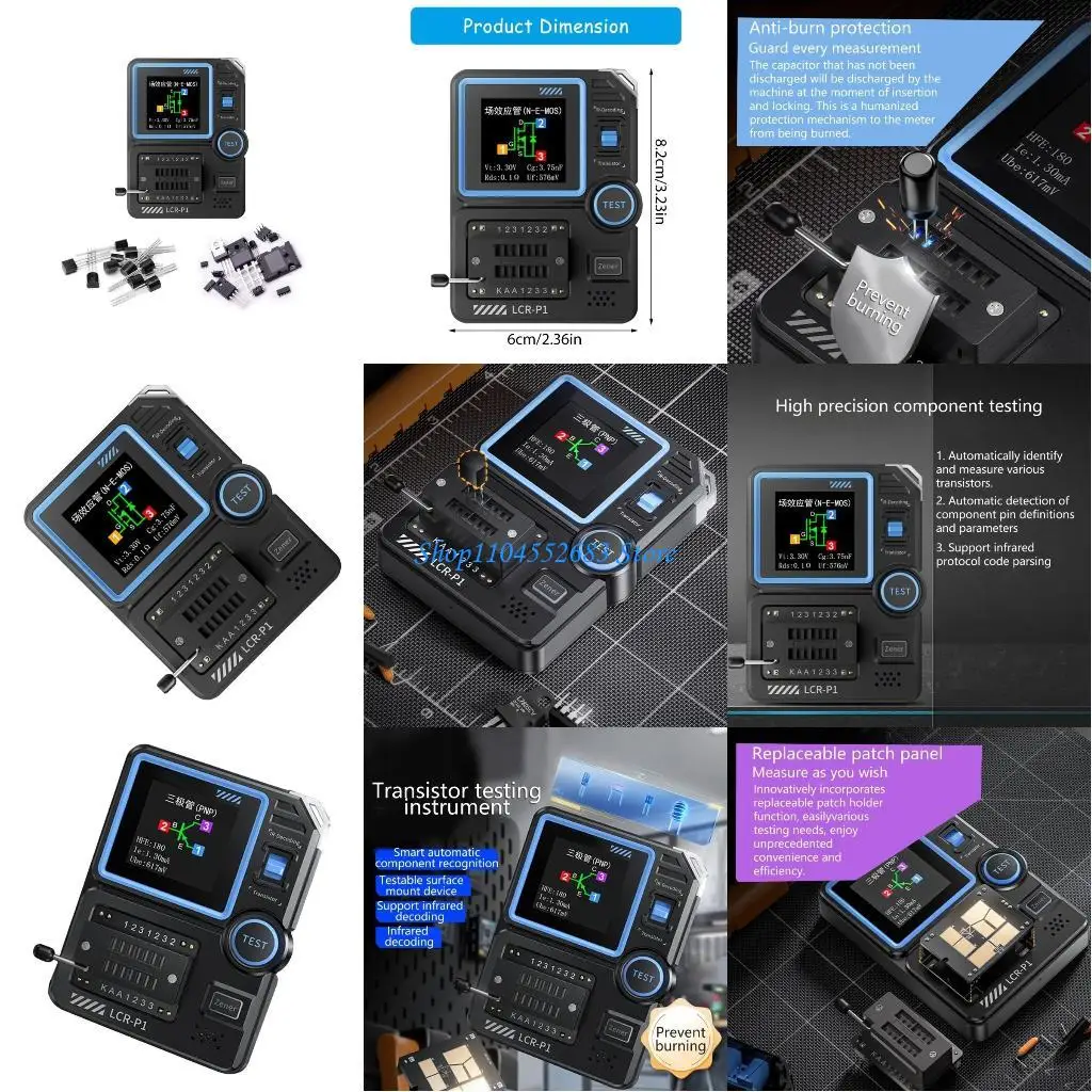 

Y6GD Diode Triode Capacitance Resistance Battery Mosfet Tester Transistor Tester Multimeter Electronic Component Tester